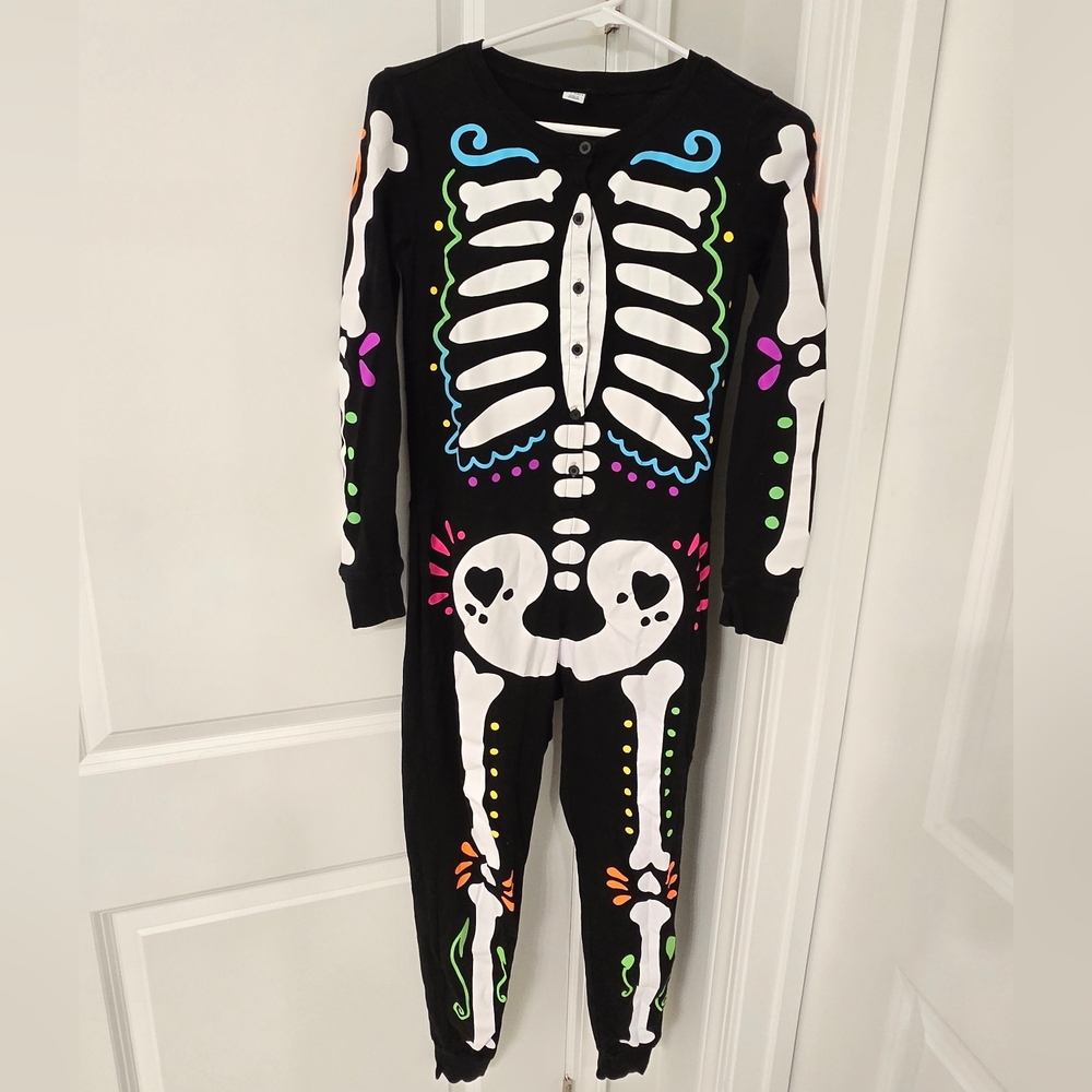Old Navy Black Skeleton Onesie with Colorful Accents
